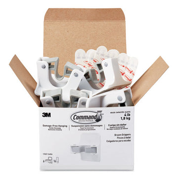 Command™ Broom Gripper, 3.12 X 1.85 X 3.34, White-gray, 6 Grippers-16 Strips-pack freeshipping - TVN Wholesale